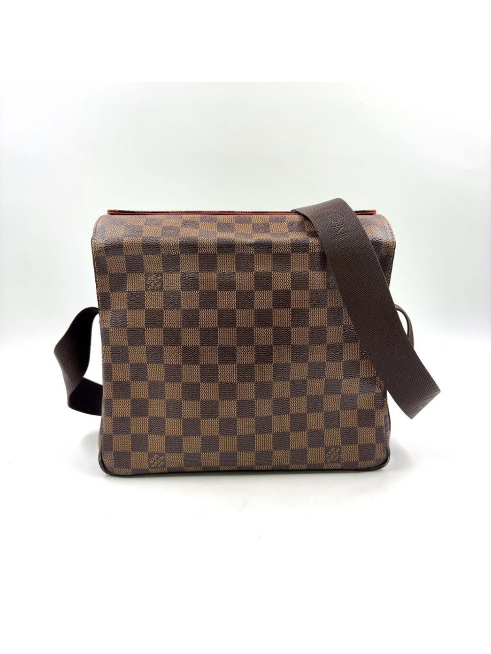 Louis Vuitton Naviglio Damier Ebene Leather Brown Shoulder Bag Gold